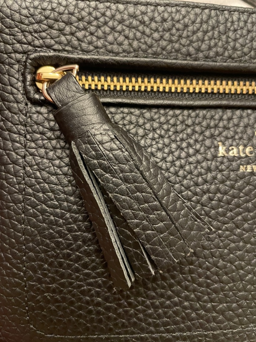 kate spade Chester Street Black Pebbled Leather Tassel Wristlet with Gold Accent - Picture 4 of 9
